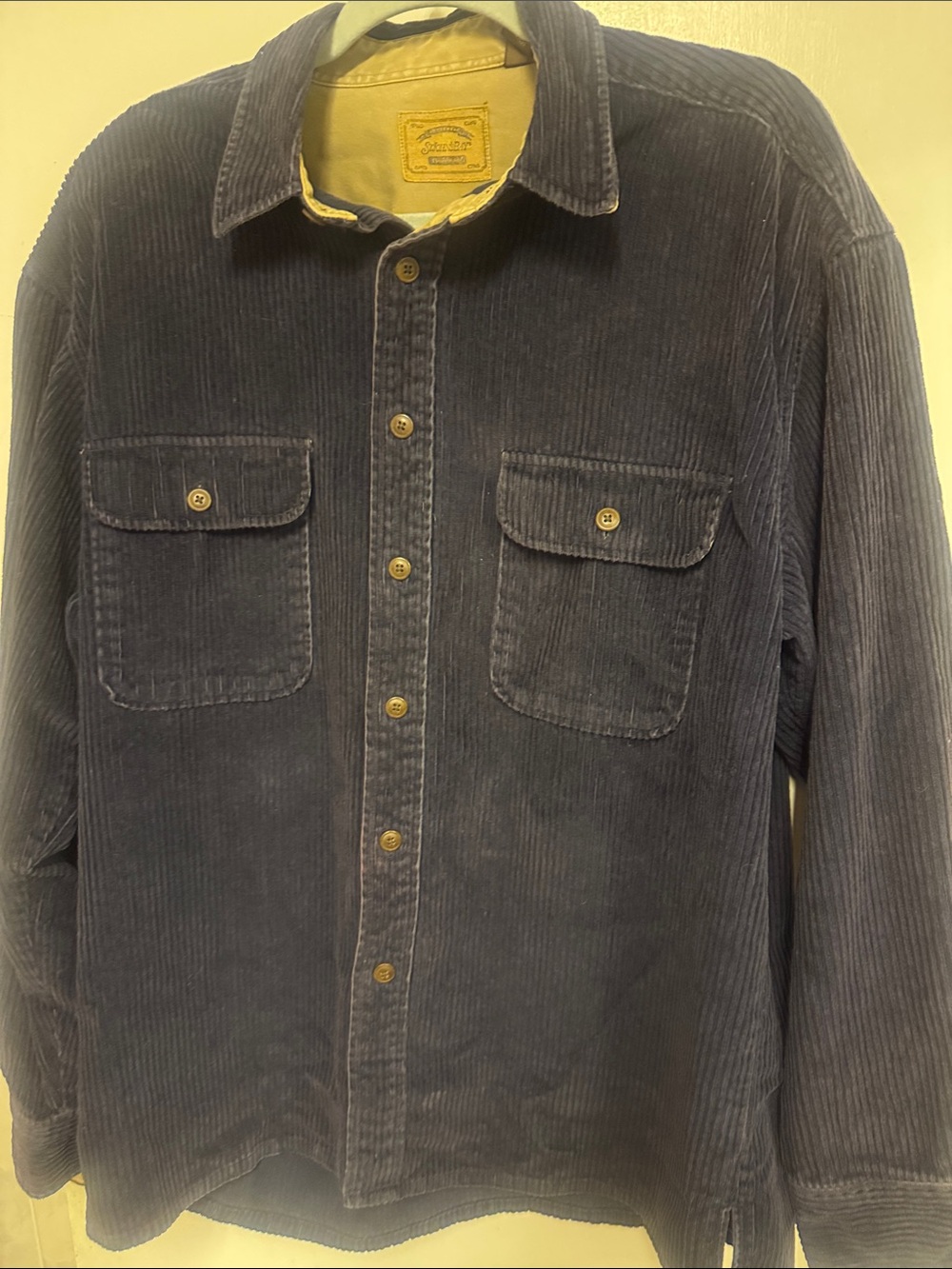 St. John's Bay Men's Corduroy Overshirt Jacket - Deep Purple with Yellow Lining